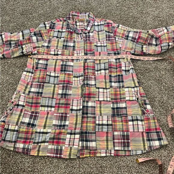 Tulip Patchwork Multicolored Button Front Top Medium - Picture 10 of 11